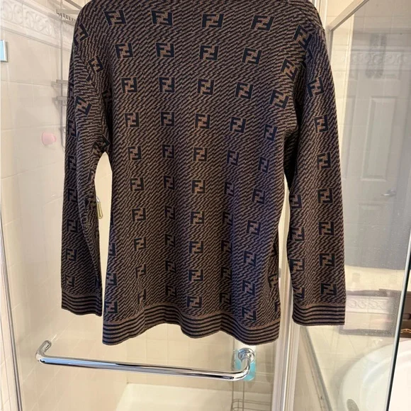 Fendi Black and Brown Logo Crewneck Sweater